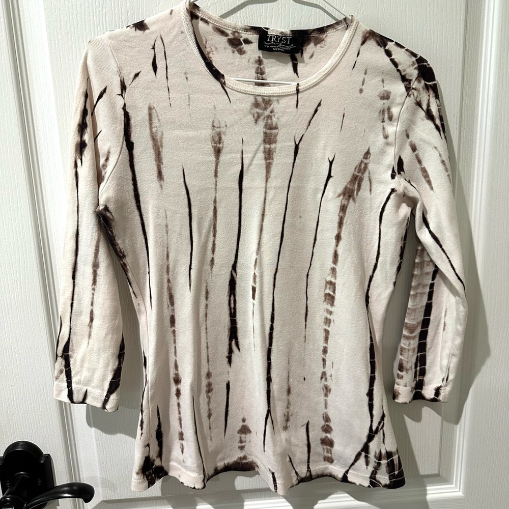 Tryst by Matthew, Brown and White Tie Dye Shirt